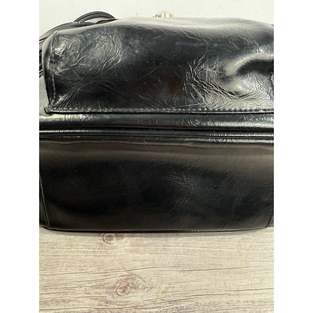 Vintage Black Leather Franchi‎ Handbag Shoulder bag